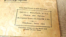 David I. Wolfson, M P.S. Chemist & Optician, Glasgow Vtg Photo Album *
