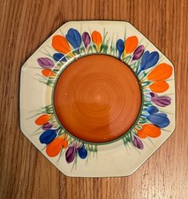 1929 EARLY ORIGINAL CLARICE CLIFF AUTUMN CROCUS OCTAGONAL PLATE GREAT CONDITION 