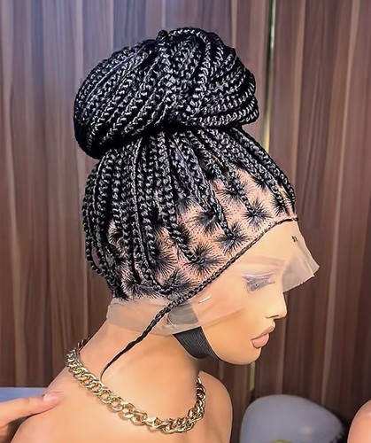 Black cornrow braided - braided, with