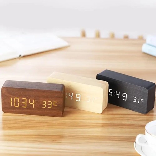 Wooden led digital - wooden, alarm