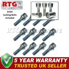 12x Bolts + 4x EVO5 Locking Wheel Bolts For Renault GTA 1984-2003 (Alloy Wheels)