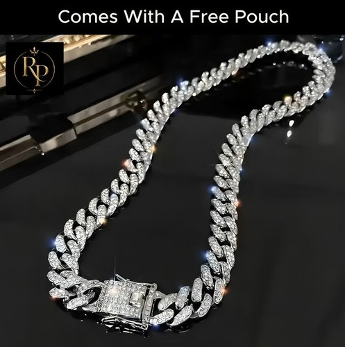 Silver iced out cuban miami - iced,
