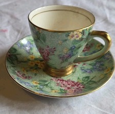 Art Deco 1930s Empire Ware "LILAC TIME" cup & saucer. Chintz Demitasse ( bx 38)
