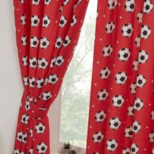 Football Red Curtains Fully Lined 66x72 with Tie Backs Boys Girls Bedroom 