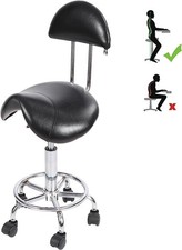 REDCAMP Rolling Saddle Stool with Back Support
