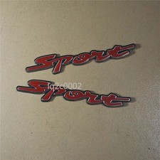 2x Glossy Red sport 3D Acrylic Decal Badge Sticker Emblem Fender Car Turbo Motor