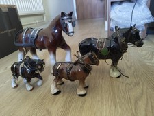 4 Vintage Porcelain Shire Horses Including Melba Ware 2 Repaired 2 Perfect