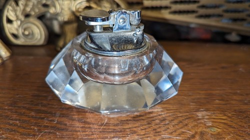 Vintage faceted glass table - vintage,