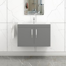 Grey 800mm Wall Hung Vanity Unit With Basin | Bathroom Vanity Unit With Basin UK