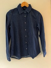 Massimo Dutti Denim Shirt Women's Dark Blue brand new Size Large Pearl buttons