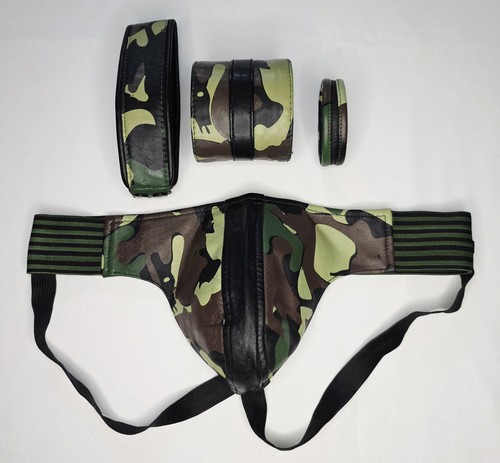 Leather camo jockstrap biceps - leather, jockstrap,