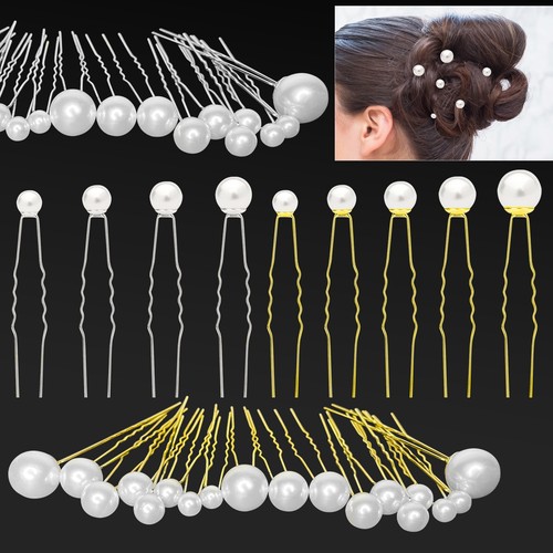 Elegant pearl hair pins - pearl,