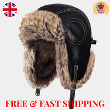 Leather Ushanka Trapper Hat -