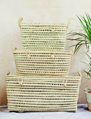 Wicker storage basket chest - storage,