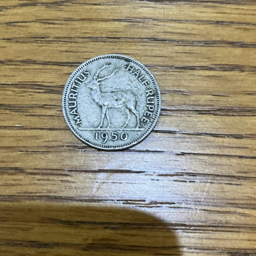 Mauritius half rupee 1950 king - half,