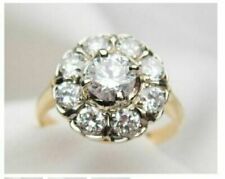 2.10Ct White Diamond Art Deco Antique Vintage Wedding Ring 14K Yellow Gold Over