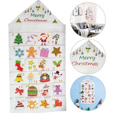 24 Pockets Fill-Your-Own Fabric Advent Calendar For Xmas Up Hanging Pocket Decor