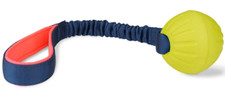 Dog Training Tuggi Ball - Blue. Flyball Tug Toy, Bungee Handle, Ball Obsess 45cm