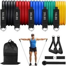 11Pieces Resistance Bands Set Pull Rope Home Gym Equipment Yoga Fitness Exercise