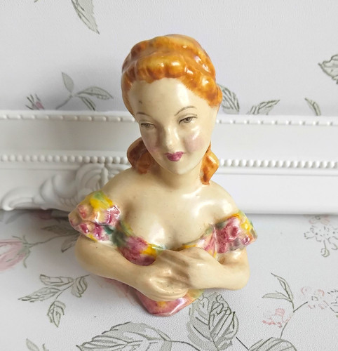 Vintage porcelain half doll - half,