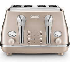 De’Longhi CTOT4003.BG Icona Metallics 4 Slice Toaster Defrost Function 1800W