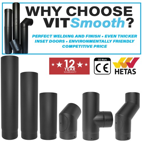 Inch matt black stove pipe - inch,