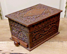 Vintage Carved Cigarette Dispenser Box 6 X 4 X 3.25 Inches