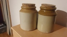 Pair of Stoneware Storage Jars with Cork Stopper