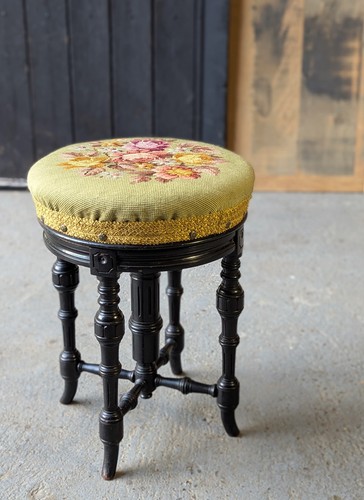 Antique revolving piano - revolving, stool