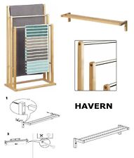 Bamboo Wooden Towel Organizer Rail Double Holder Wall Mounted Shower Bathroom   