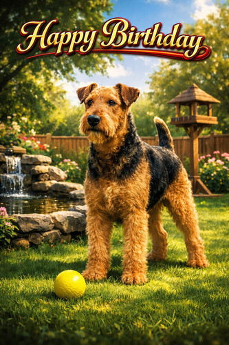 Airedale terrier birthday - terrier, card