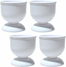 Egg Novelty Holder Set – 4pk White Plastic Eggcups for Breakfast, Kitchen & Home