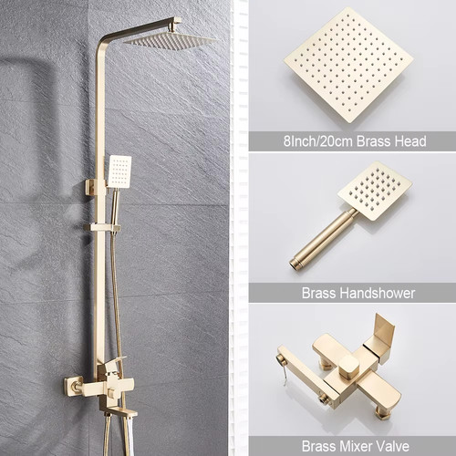 Brushed gold shower mixer - brushed,