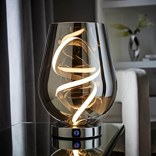 Smoked glass table lamp - glass,