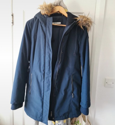 Dkny navy parka with fur - dkny, trim