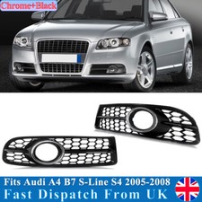 For 2005-2008 Audi S4 A4 B7 S-Line Front Bumper Fog Light Cover W/ Chrome Ring