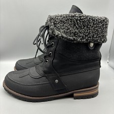 Rock & Candy Derry Boots Women's Size 7.5 Fold-Over Faux Shearling Cuff Lace-Up