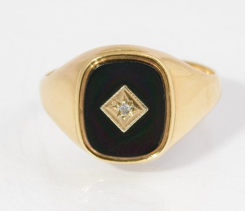 Vintage 9ct gold black onyx - gold,