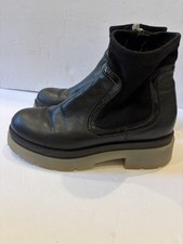 Aquatalia DELLA Black Leather Zip Up Boots Booties Chelsea Women’s 8.5 Fits 8