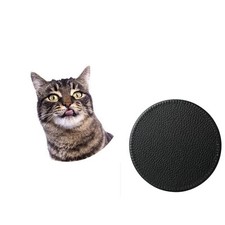 Set Of 4 Manx Cat Pet Synthetic Leather Round Coasters And Gift Box