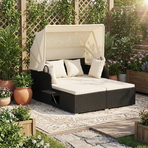 Rattan wicker sunbed for 2 - sunbed,
