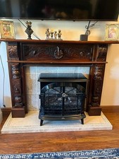 Wood fire surround used, Lovely dark wood fire surround 