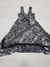 Stella Morgan Short Dress Size S 8-10 Grey Leopard Floral A-Line Sleeveless