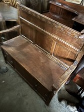 20th-century oak hall settle