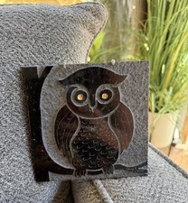 Tile Tempo Amy Dallas Black Galaxy Granite Stone Tile Relief Hand Etched Owl