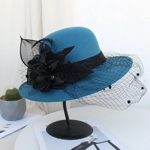 Women flower bowler fedora hat - women,