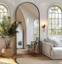 Black Full Length Floor Mirror 180x76cm Arched Mirror Floor Standing/hanged