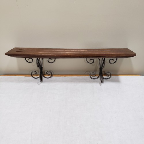 Wood wall shelf - 24", wrought