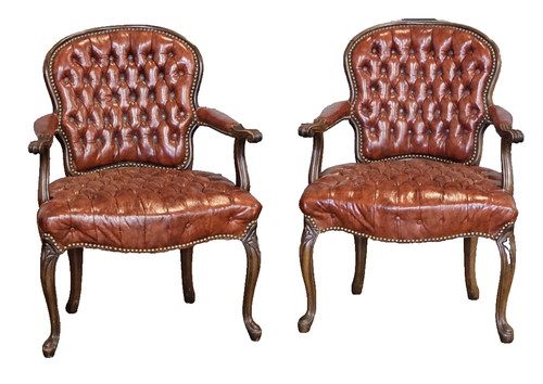 Pair hickory chair tufted - hickory,