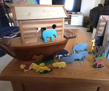handmade wooden Noah's ark toy